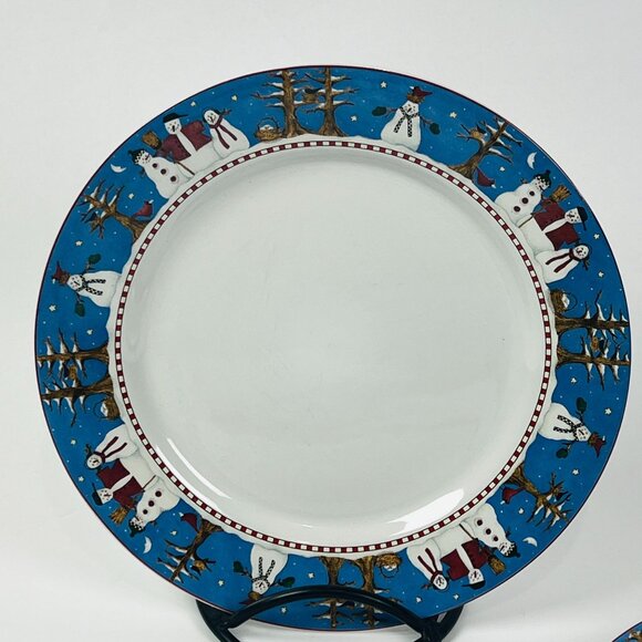 Sakura Snowman Designer Stoneware Plates By Debbie Mumm  Nostalgic Christmas - Picture 2 of 6